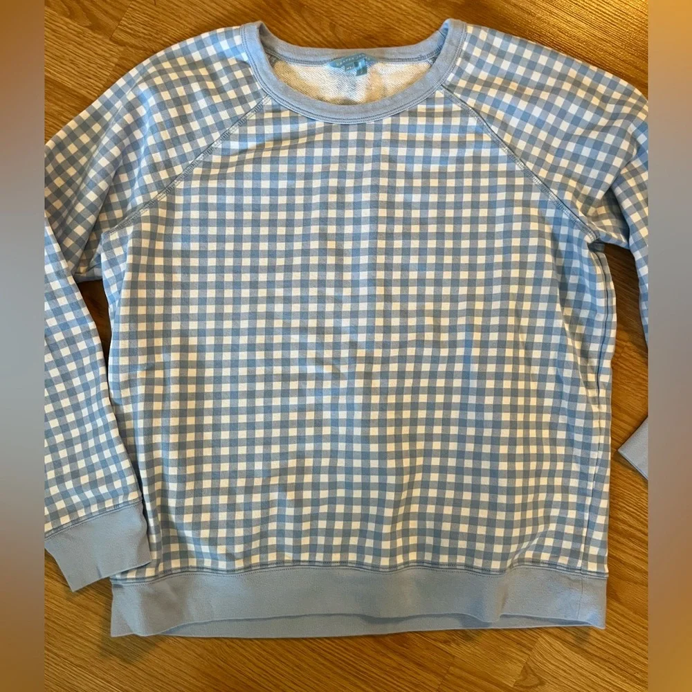 Draper James Blue Gingham Sweatshirt - Picture 1 of 3